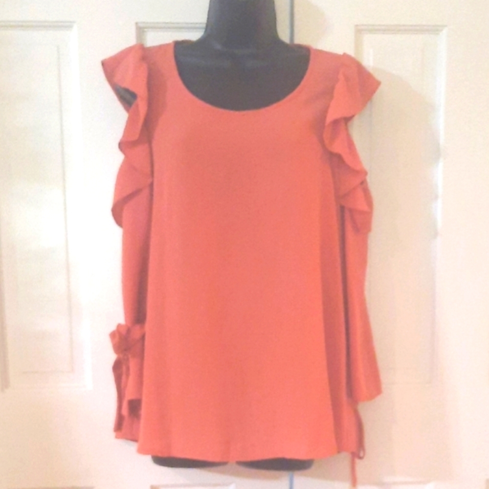 Women's Ruffled Cold Shoulder Top - Color: Rust - SIZE: Medium - NWT